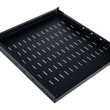 Półka regulowana 19″, 1U, gł.500-900 mm, nośność 100kg, mocowanie w 4 punktach, czarny, śruby w kpl.