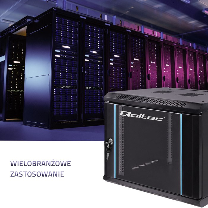 Qoltec Szafa RACK 19" | 9U | 600 x 500 x 450 | Czarna| Wisząca - obrazek 3