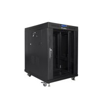 Szafa instalacyjna rack stojąca 19″ 15U 600×800 czarna drzwi szklane LCD Lanberg (Flat Pack) V2