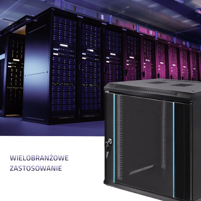 Qoltec Szafa RACK 19" | 12U | 600 x 635 x 600 | Czarna | Wisząca - obrazek 3