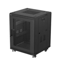 Szafa instalacyjna RACK stojąca 19″ 15U 600×600 czarna drzwi perforowane Lanberg (flat pack)