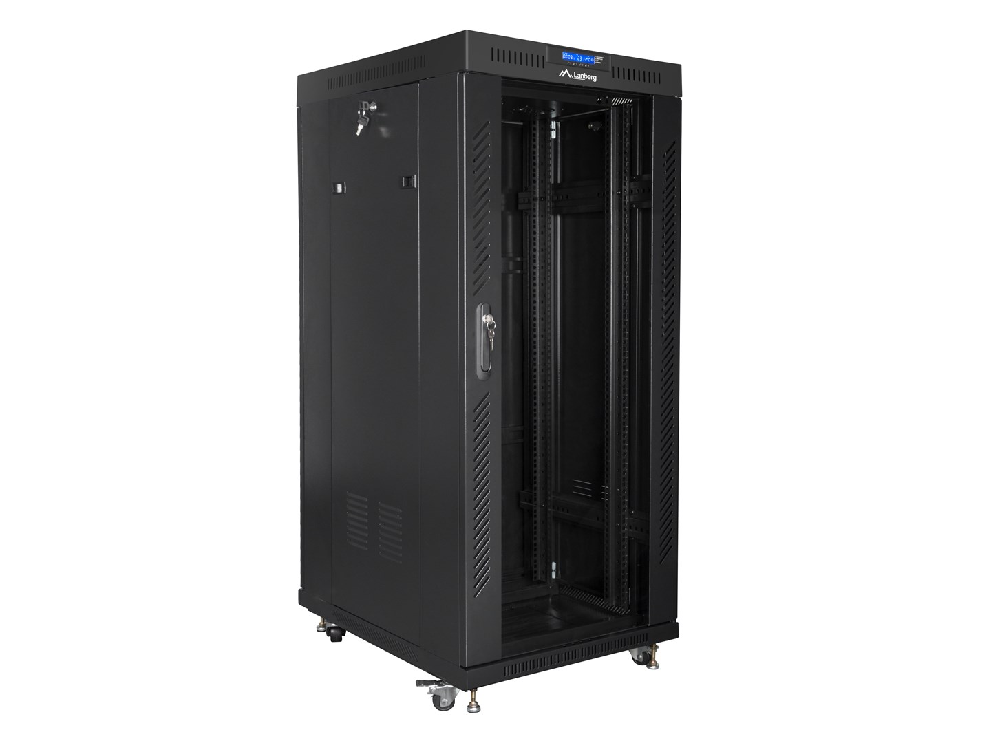 SZAFA INSTALACYJNA RACK STOJĄCA 19" 27U 800X1200 CZARNA DRZWI SZKLANE LCD LANBERG (FLAT PACK) - obrazek 4