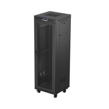 Szafa instalacyjna rack stojąca 19″ 37U 600X600 czarna drzwi perforowane LCD LANBERG (flat pack)