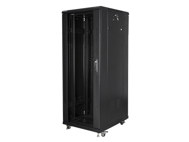 Szafa rack Lanberg FF01-6627-12B (27U; 19''; 1390mm / 600mm / 600 mm; stojąca; Szklane; 800 kg; kolor czarny) - obrazek 4