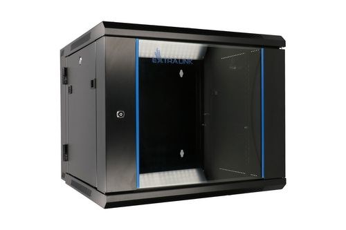 Extralink Szafa rack 12U 600x600 AZH Czarna montowana na ścianie, dwusekcyjna - obrazek 4