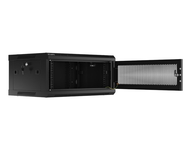 SZAFA INSTALACYJNA RACK WISZĄCA 19" 4U 600X450 CZARNA DRZWI PERFOROWANE LANBERG (FLAT PACK) - obrazek 3
