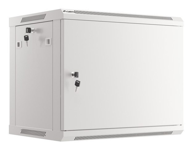 Szafa instalacyjna Rack wisząca 19" 9U 600x450 szara drzwi metalowe LANBERG (Flat Pack)