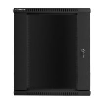 Lanberg Szafa rack 19 cali Wall-Mount 15U/600×450 V2 czarna, drzwi szklane