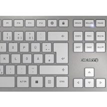 CHERRY DW 9100 SLIM klawiatura Dołączona myszka Uniwersalne RF Wireless + Bluetooth QWERTZ Niemiecki Srebrny