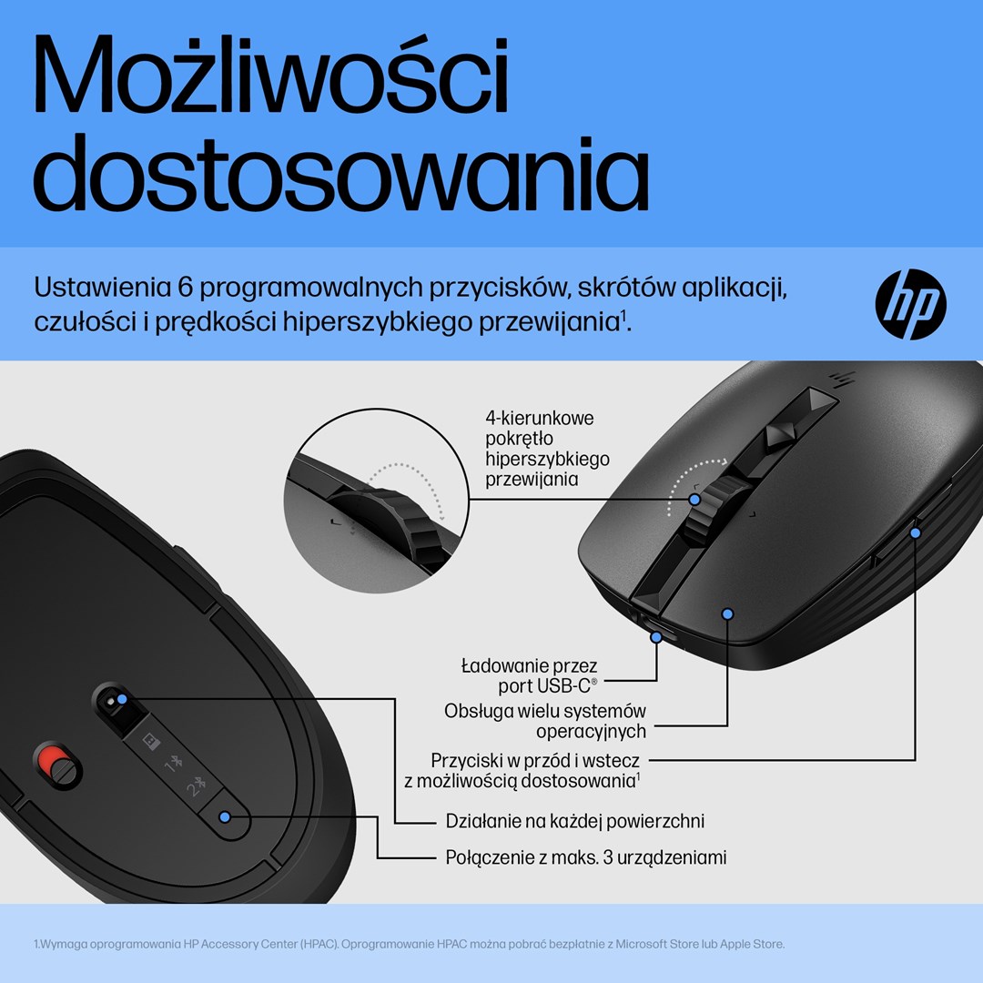 Mysz HP 710 Rechargeable Silent Mouse Black bezprzewodowa z akumulatorem czarna 6E6F2AA - obrazek 4
