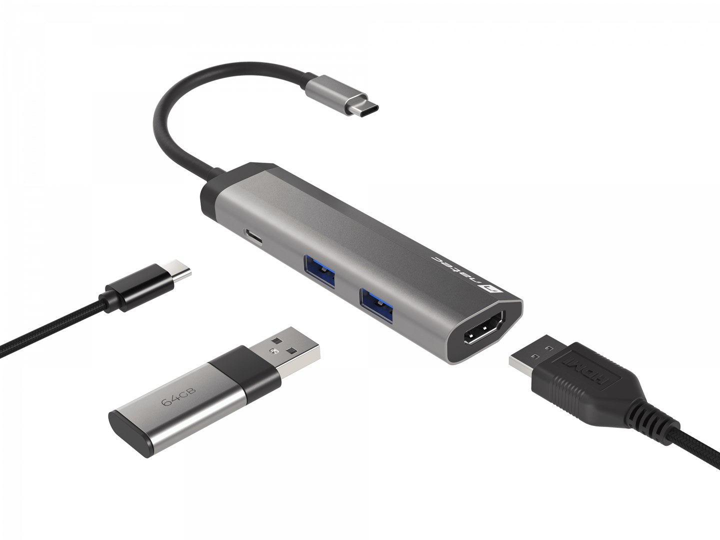 NATEC MULTIPORT FOWLER SLIM USB-C->HUB USB 3.0 X2, HDMI 4K, USB-C PD NMP-1984 - obrazek 4