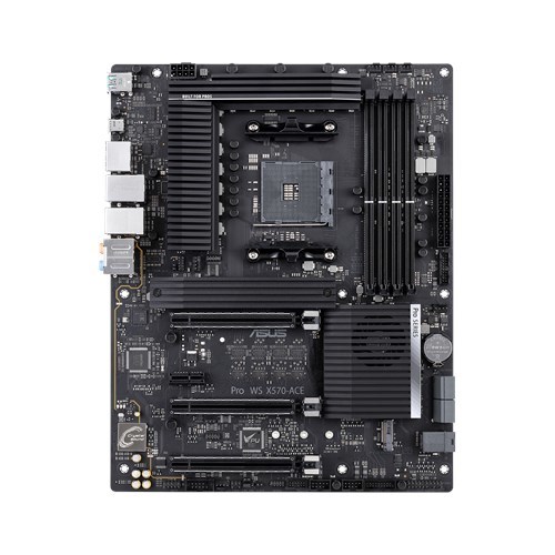 ASUS WS C621E SAGE AMD AM4 X570, 3xPCIe 4.0 x16, 14 with Dr. MOS power stage, 4x DDR4 3200 ECC , Intel Gigabit LAN, 2x M.2, 1x U.2, 3x USB 3.2 Gen 1, 5x USB 3.2 Gen 2 , NVIDIA 2-Way SLI/ AMD 3-Way CrossFire, ATX Workstation