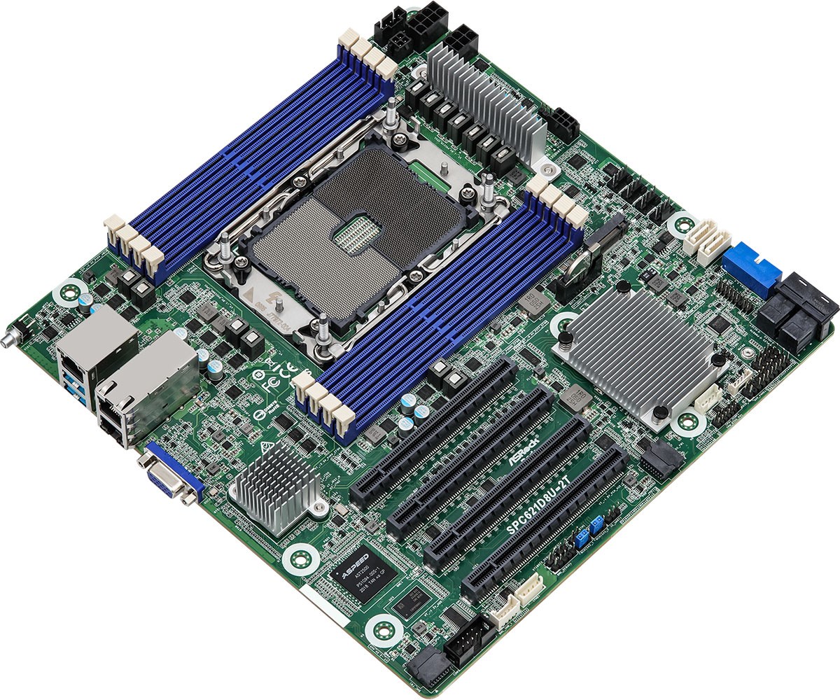 Płyta główna ASRock SPC621D8U-2T 1x LGA4189 Intel Xeon Scalable 3gen C621A (8xDIMM, SATA, 1xM.2, 2x10GbE, IPMI) - obrazek 3