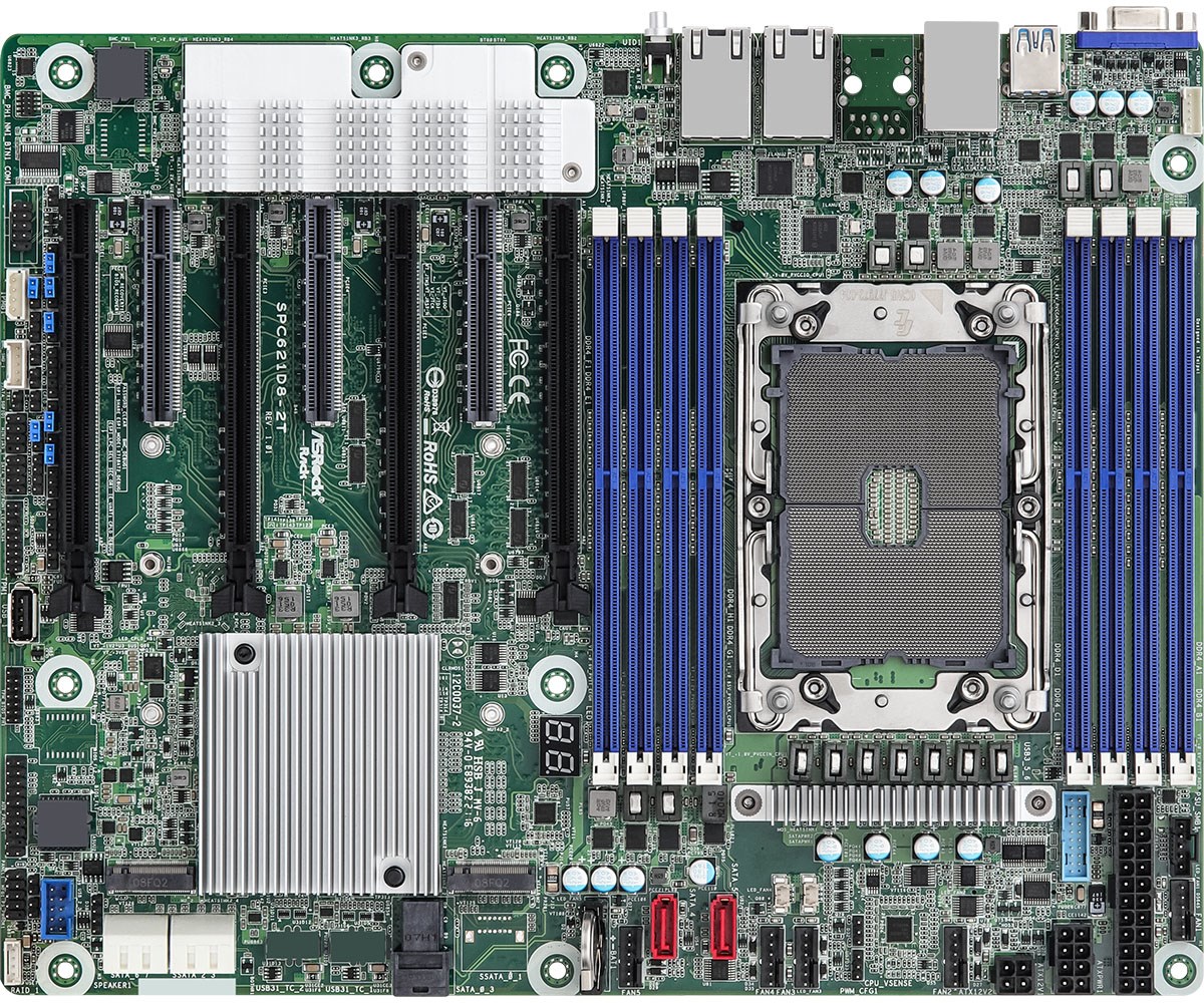 Płyta główna ASRock SPC621D8-2T 1x LGA4189 Intel Xeon Scalable 3gen C621A (8xDIMM, SATA, 2xM.2, 2x10GbE, IPMI)