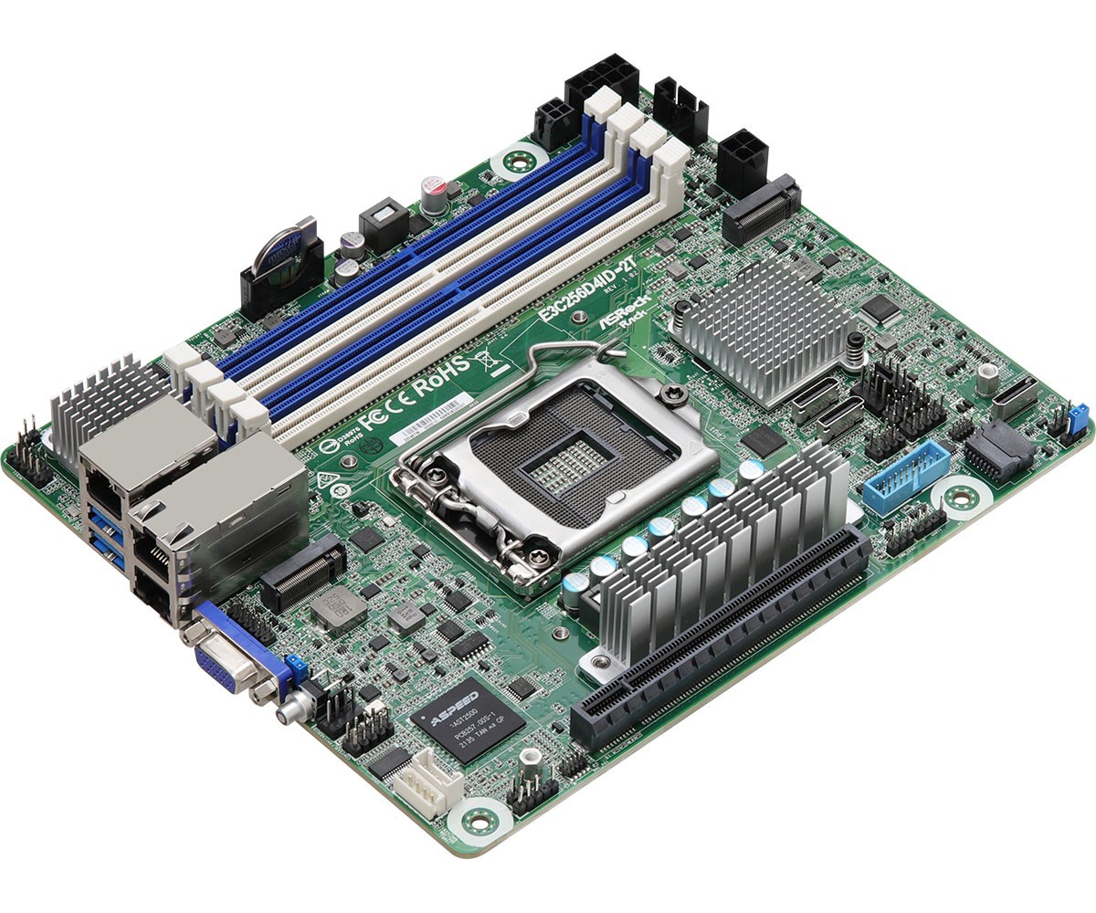 Płyta główna ASRock E3C256D4ID-2T 1x LGA1200 Intel Xeon E-23XX C256 (4xDIMM, SATA, 2xM.2, 2x10GbE, IPMI) - obrazek 3