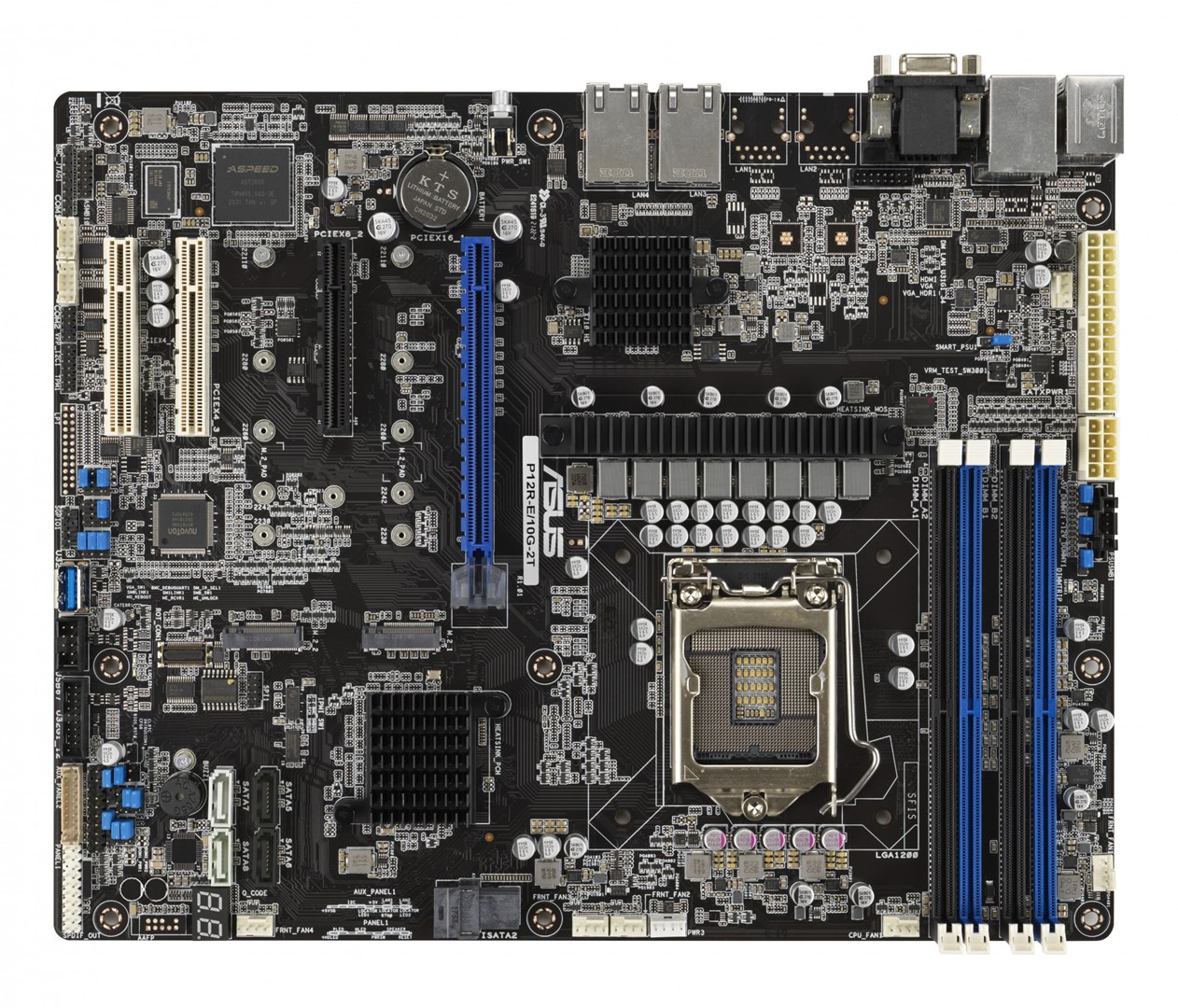 Płyta Serwerowa ASUS P12R-E/10G-2T/ASMB10 LGA-1200, C256, 4DIMM, 1*PCIe x16 slot, 3*PCIe x8 slots, 2*M2, 1 x Dual Port Intel X710-AT2 10G LAN Controller + 1 x Mgmt LAN, ASMB10, ATX