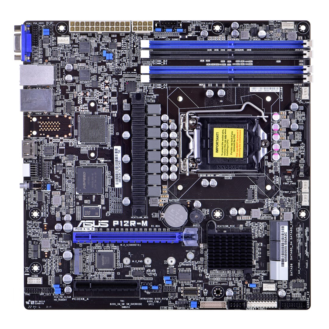 Płyta Serwerowa ASUS P12R-M/ASMB10 LGA-1200,C252, 4*DIMM, 1*PCIe x8 slot, 1*PCIe 16 slot, 6*SATA ports, 1*M2, 2 x Intel® I210AT + 1 x Mgmt LAN, ASMB10, MICROATX
