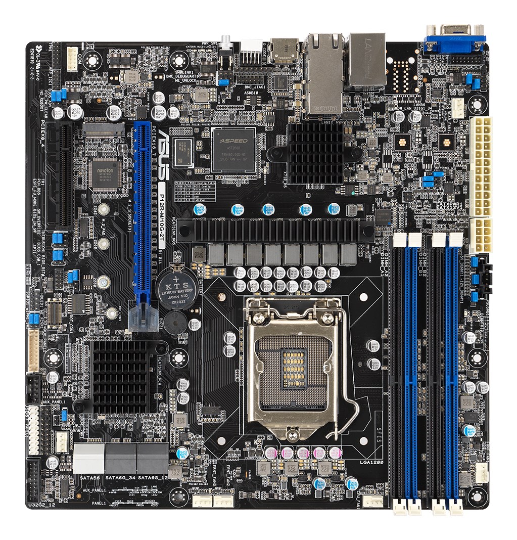 Płyta Serwerowa ASUS P12R-M/10G-2T LGA-1200,C252, 4*DIMM, 1*PCIe x8 slot, 1*PCIe 16 slot, 6*SATA ports, 1*M2, 1 x Dual Port Intel X710-AT2 + 1 x Mgmt LAN, MICROATX