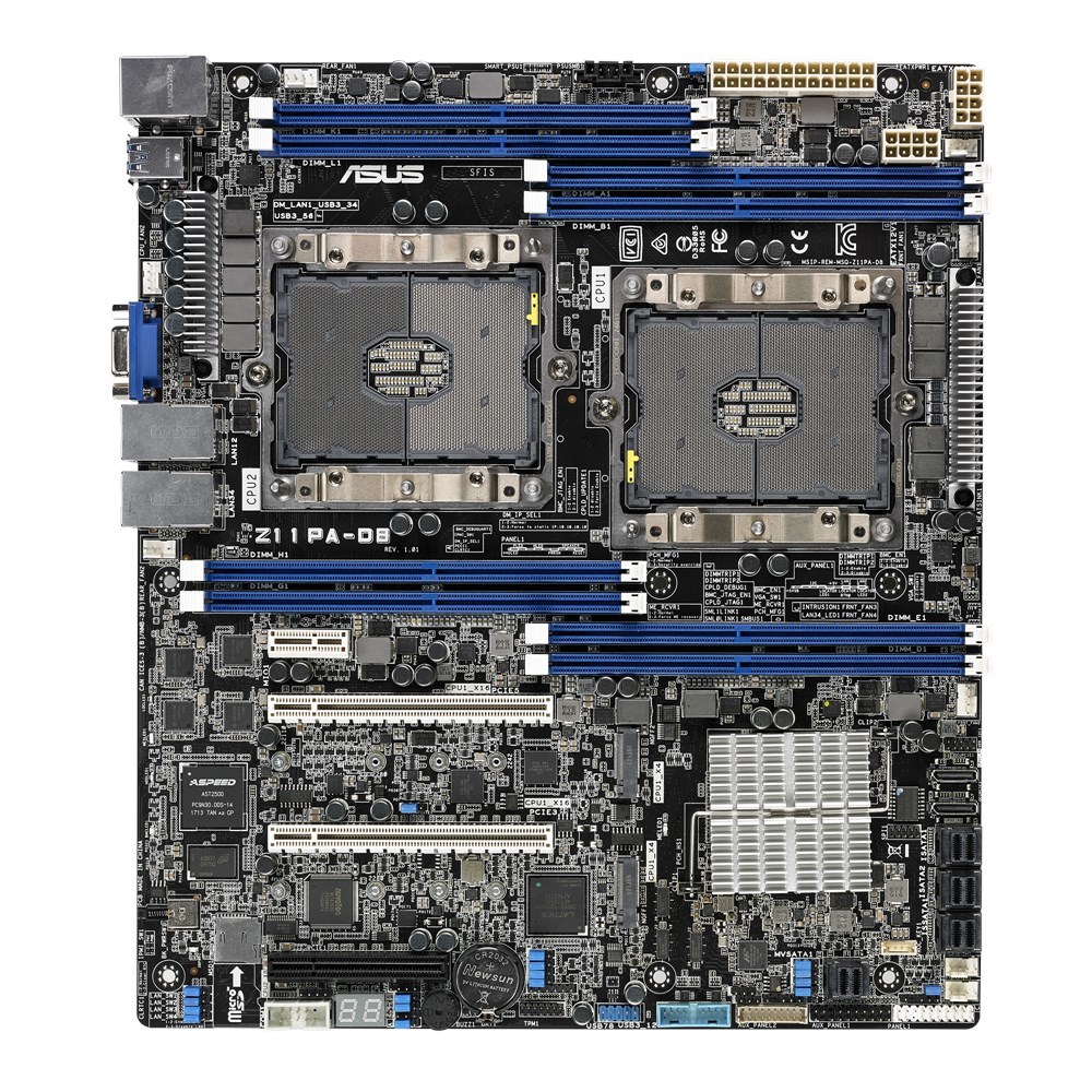 Płyta Serwerowa ASUS Z11PA-D8(+AMSB9-iKVM) 2xSocket P (LGA 3647) , C621, 8xDIMM, 3PCIe, 14SATA+2M.2, 4*i210AT+1Mgt LAN, IPMI, ATX-like (12x10.5)