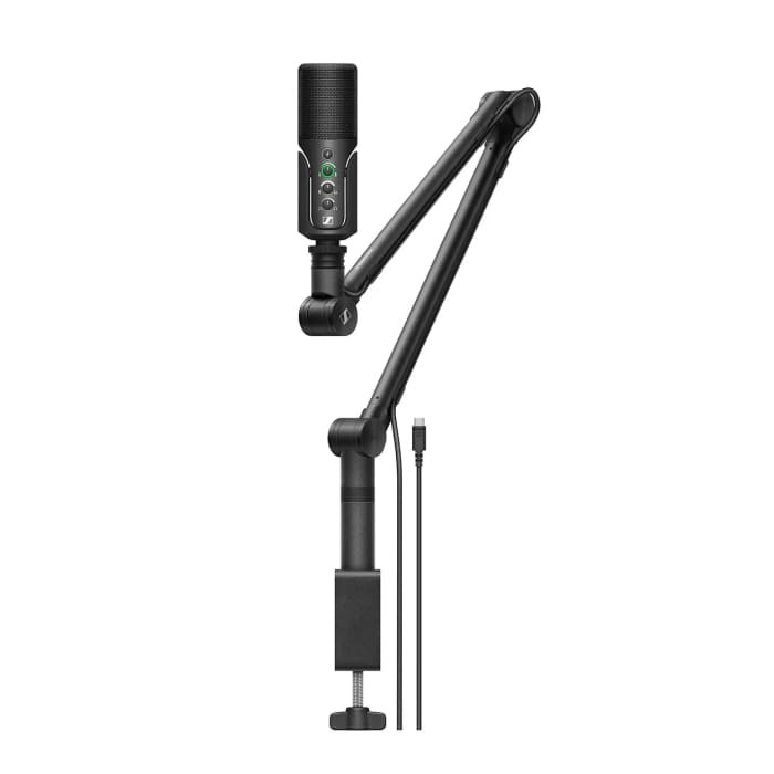 Sennheiser PROFILE STREAMING SET - Mikrofon streamingowy, pojemnościowy, kardioidalny, ramię ze zintegrowaną szyną na kable, 3-metrowy kabel USB-C i pokrowiec na mikrofon