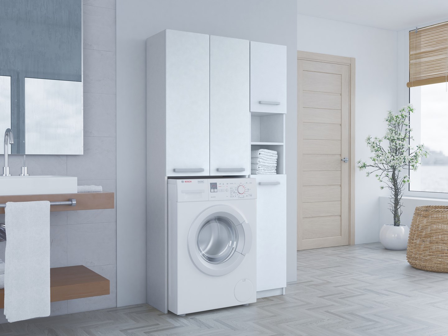 ZESTAW ŁAZIENKOWY MARPOL DD SZAFKA BIEL MAT - obrazek 3