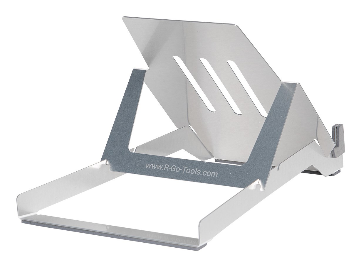 Podstawka pod laptopa R-Go Riser Basic - Notebook-Ständer - ergonomisch klappbar und verstellbar, AGR zertifiziert, leichtes Hylite Aluminium - 55.9 cm - 10" - 22" - Silber - obrazek 3