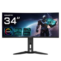 GIGABYTE MO34WQC2 monitor komputerowy 86,4 cm (34″) 3440 x 1440 px Wide Quad HD OLED Czarny