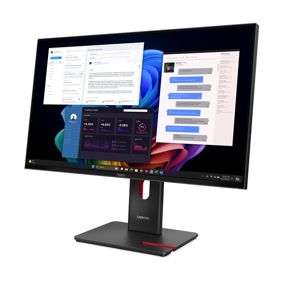 Monitor Lenovo ThinkVision T27UD-40 z systemami ochrony przed włamaniem (IPS), 27", godz. 16:9, 60 Hz, 4 ms, 3840 x 2160 pikseli, 350 cd/m2, Ilość portów HDMI: 1, Zaćmienie, Gwarancja 36 miesięcy - obrazek 3