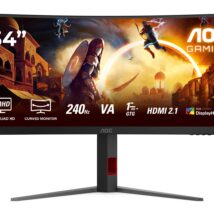 Monitor AOC CU34G4Z 34-calowy, Szybkie VA, WQHD 21:9, 240 Hz, 1 ms, 3440 x 1440 pikseli, 450 cd/m2, ilość portów HDMI: 2, kolor czarny