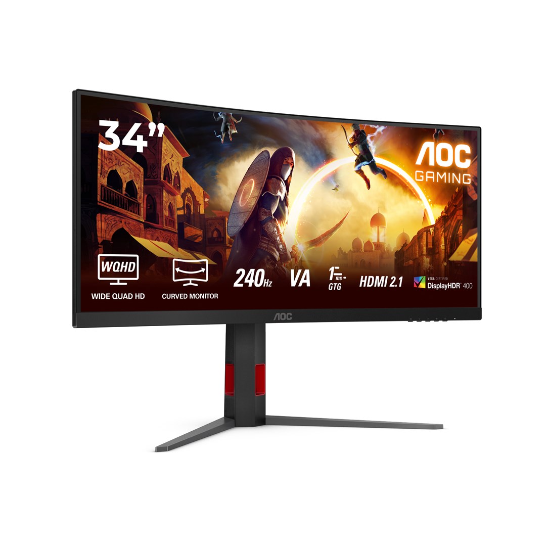 Monitor AOC CU34G4Z 34-calowy, Szybkie VA, WQHD 21:9, 240 Hz, 1 ms, 3440 x 1440 pikseli, 450 cd/m2, ilość portów HDMI: 2, kolor czarny - obrazek 2