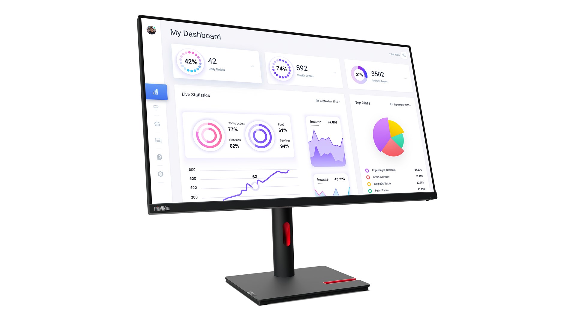 Lenovo ThinkVision T32p-30 31,5" IPS 60Hz 350nits AG USB, HMI, DP Raven Black - obrazek 3