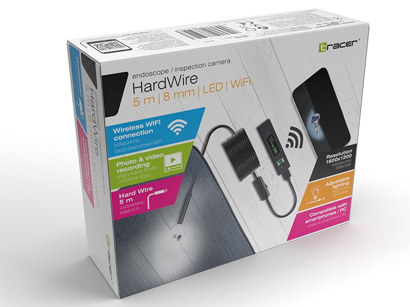 TRACER KAMERA ENDOSKOPOWA HARDWIRE 5M 8MM LED WIFI - obrazek 3