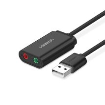 Ugreen zewnętrzna karta dźwiękowa adapter USB -3,5 mm mini jack 15cm (czarny)