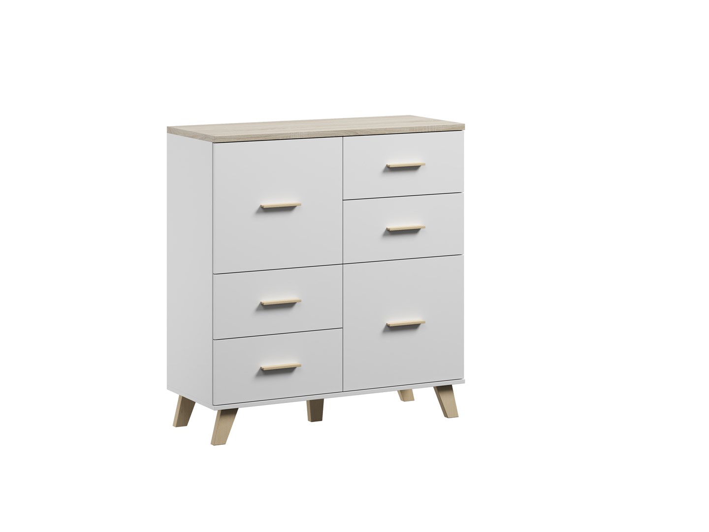 Komoda LOTTA 110 2D4S biały+ dąb sonoma - obrazek 4