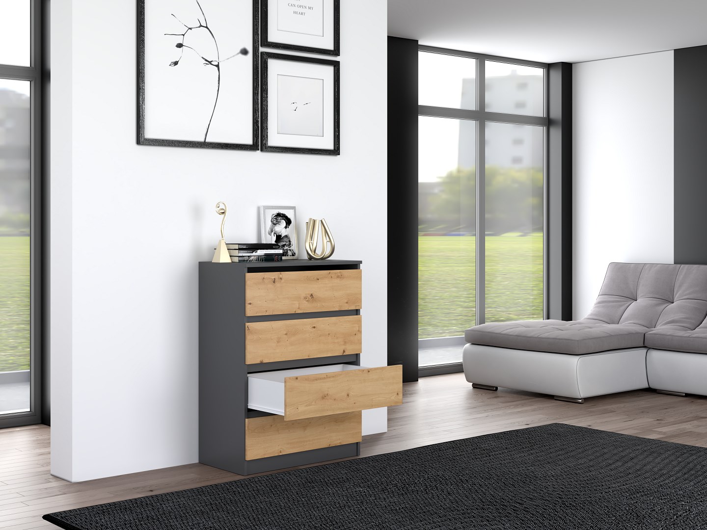 Komoda M4 70x40xH97 antracyt/artisan - obrazek 4