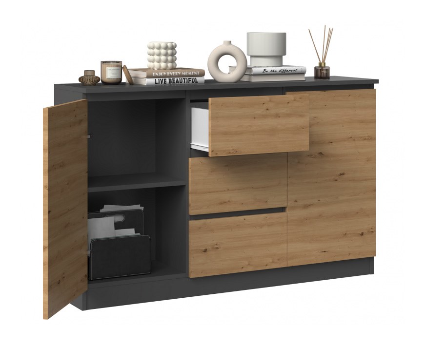 Komoda 2D3S 120x30xH75 antracyt/artisan - obrazek 4
