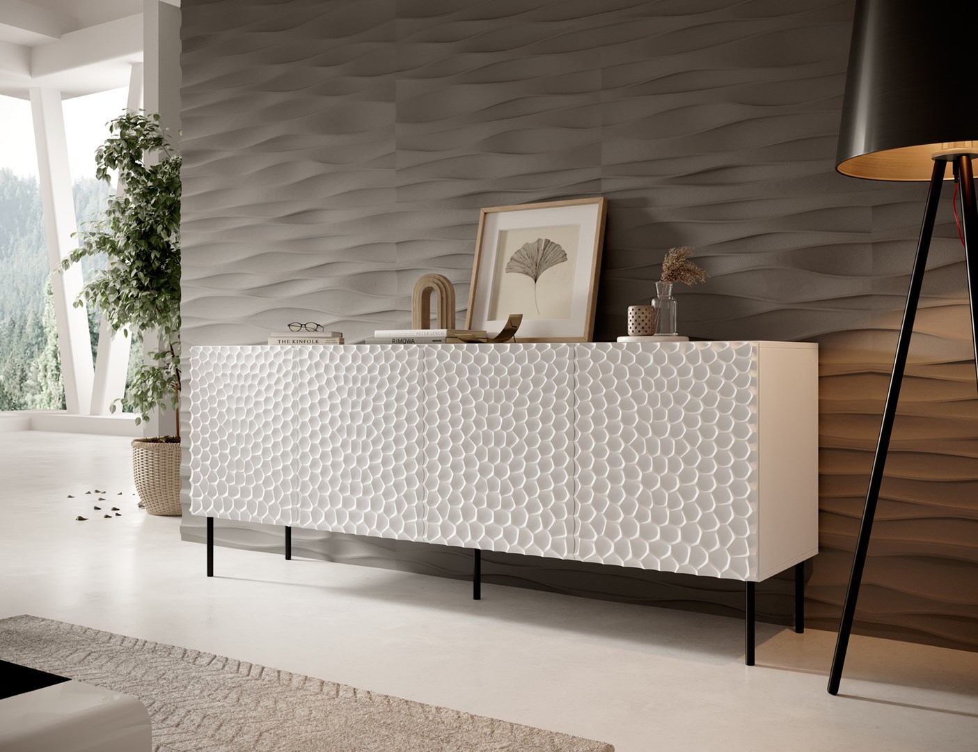 Komoda HOLE 190x40,5xH74,5 biały mat - obrazek 4