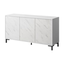 Komoda MARMO 3D 150x45xH80,5 biały mat/marmur biały
