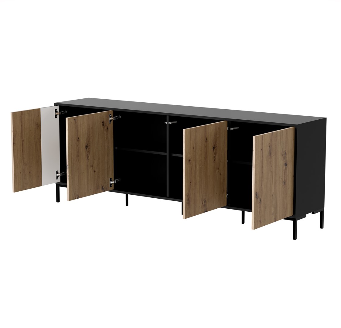 Komoda MERCI 200x40x74 czarny/dąb artisan - obrazek 3