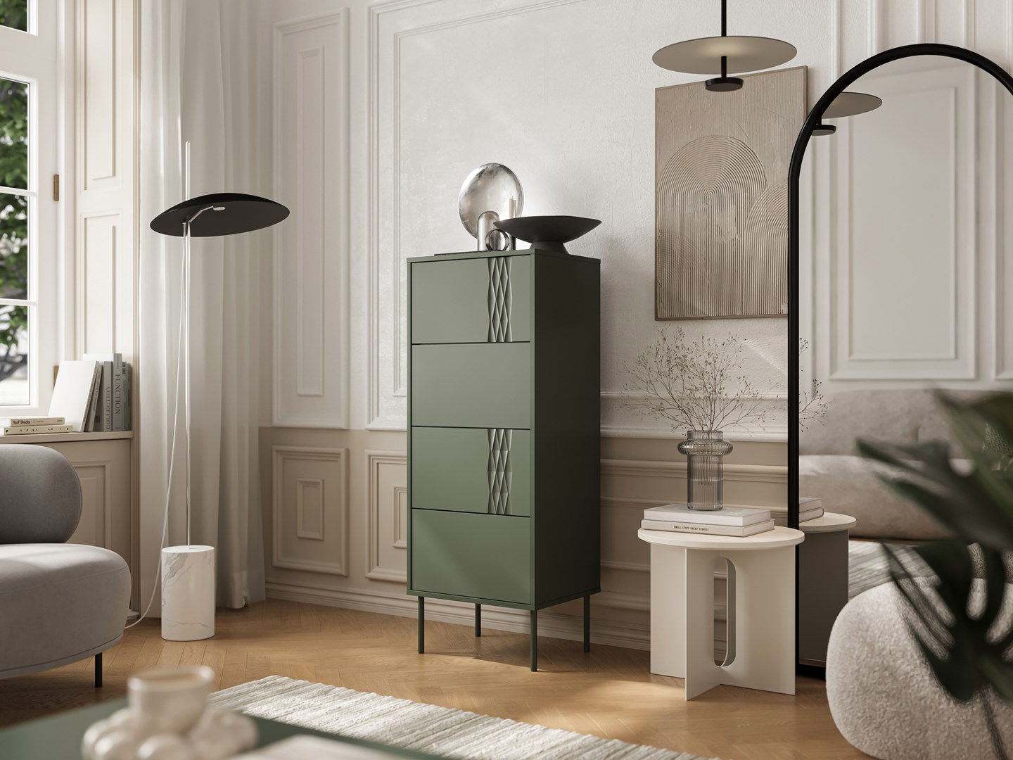 Komoda 4S TRESSE 50x40x125 zieleń mat - obrazek 4