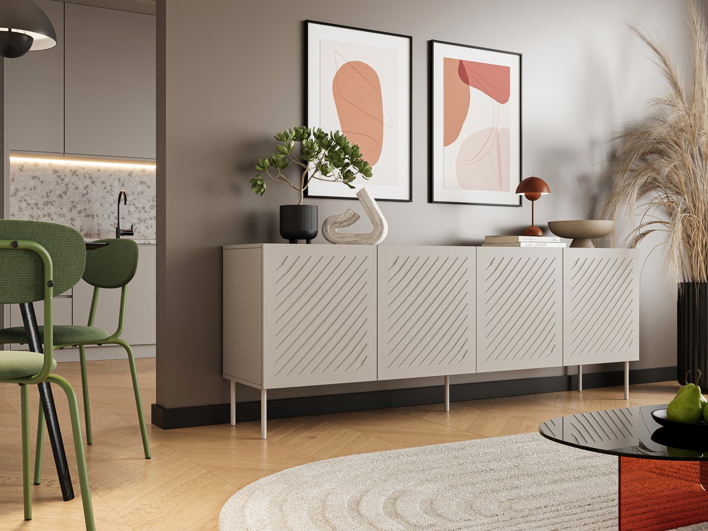 Komoda SIENA 200x40x75 kaszmir mat - obrazek 3