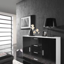 Komoda UNI biały/ czarny połysk (BLACK)