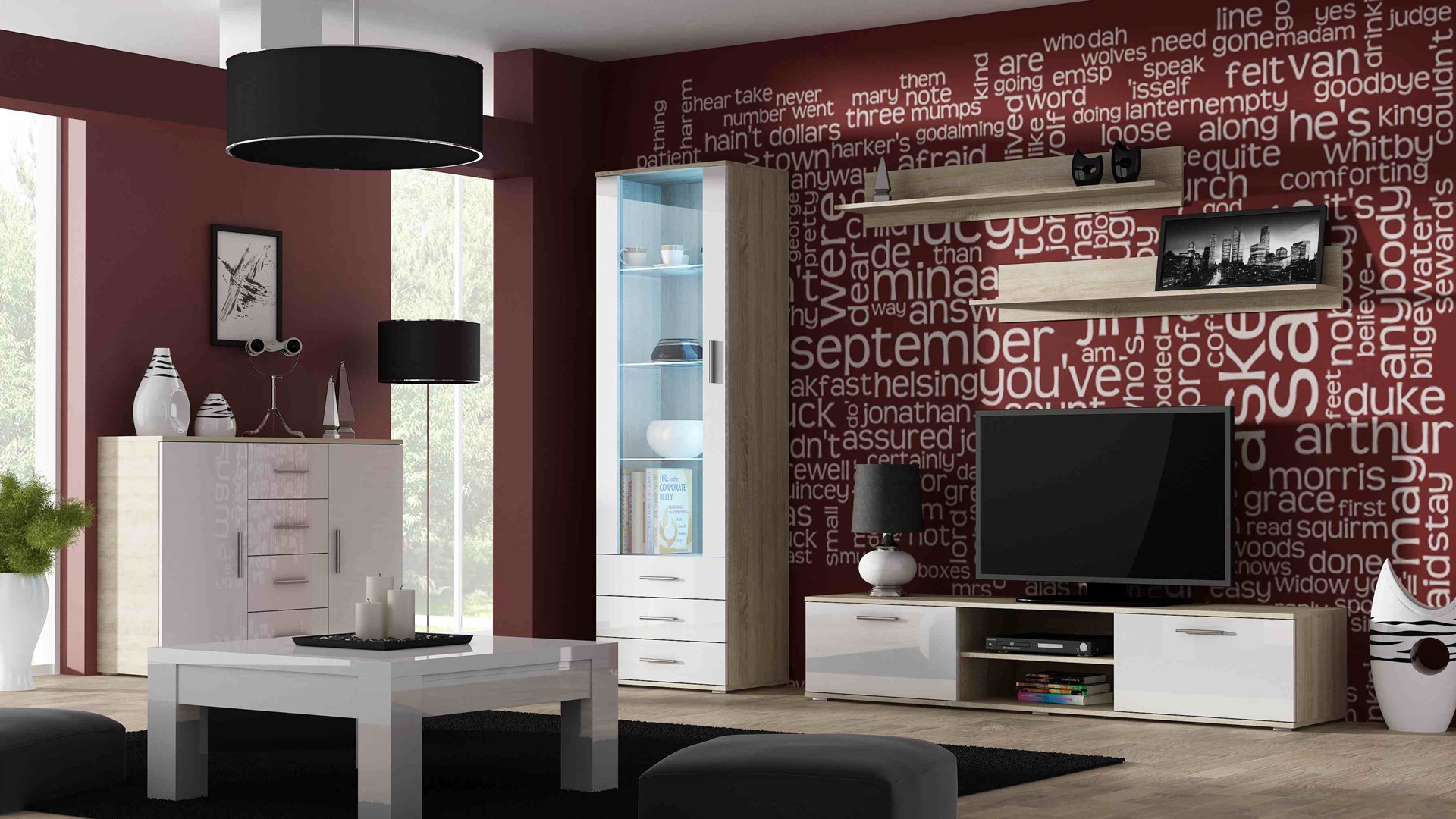 Komoda UNI dąb sonoma/ biały połysk - obrazek 4