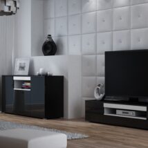 Komoda VIVA 150 czarny/ czarny połysk+ biały