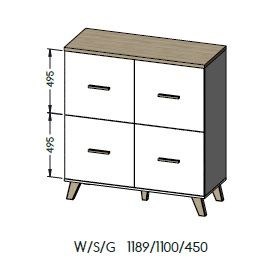 Komoda LOTTA 110 4D wotan + czarny mat - obrazek 4