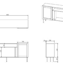 Komoda JUTA EF + kominek elektryczny 202×39,5×85 czarny + linol calabria