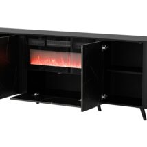 Komoda VOLARE 200x39x75 czarny/san sebastian + kominek