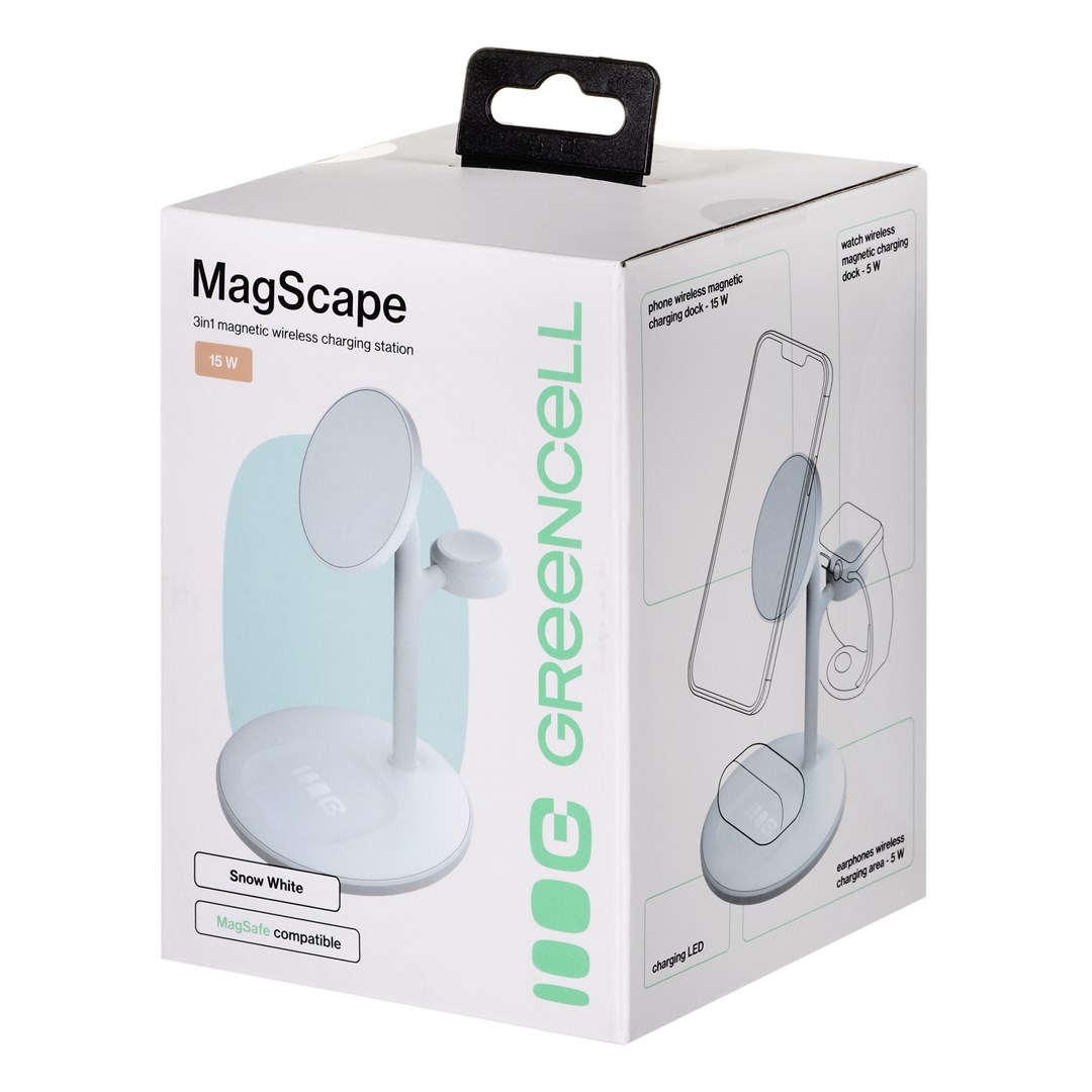 GREEN CELL ŁADOWARKA INDUKCYJNA - STOJAK GC MAGSCAPE 3W1 MAGSAFE MAGNETYCZNA BIAŁA - obrazek 3