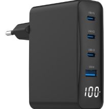 GEMBIRD 4-PORTOWA SZYBKA ŁADOWARKA SIECIOWA GAN (PD) USB (3X USB-A + 1X USB TYP-C) 100W, CZARNA