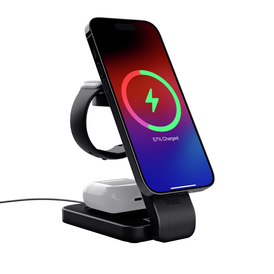 Magnetic Charge Stand Trust Viro 3-in-1 Wireless Black - obrazek 3